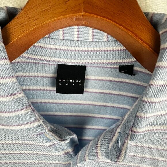Dunning Men's Size M Performance Golf Polo Shirt Striped Short Sleeve Collared - Picture 4 of 10